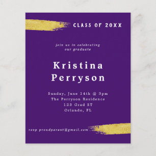 Lámina Invitación a graduación de Purple y Gold para pres