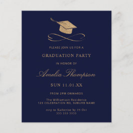 Lámina Invitación a graduación de Purpurina Blue & Gold d
