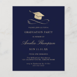 Lámina Invitación a graduación de Purpurina Blue & Gold d