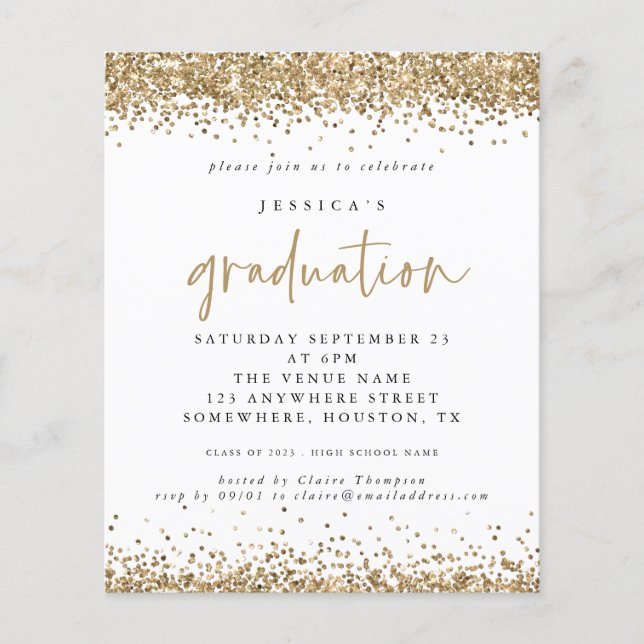 Lámina Invitación a graduación de Purpurina de oro presup (Anverso)