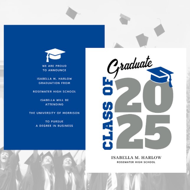 Lámina Invitación a graduación de Retro Gris Azul Presupu (Subido por el creador)
