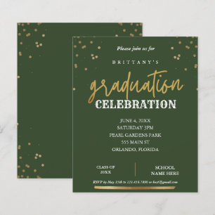 Lámina Invitación a graduación de Sage y Oro de Script Mo