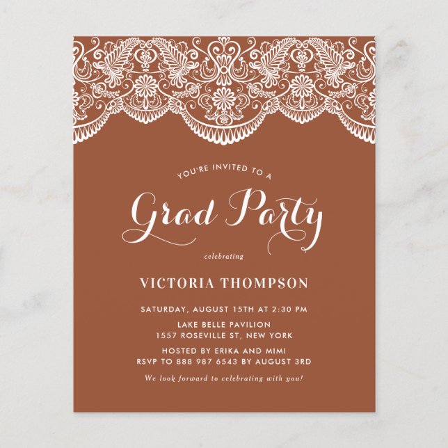 Lámina Invitación a graduación de Terracota de Lace White (Anverso)