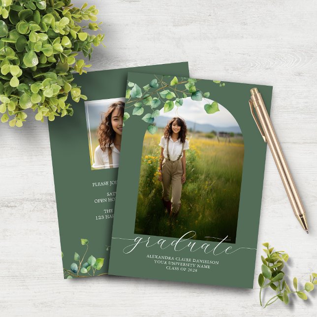 Lámina Invitación a graduación verde del Boho Arch Ivy Sa (Subido por el creador)