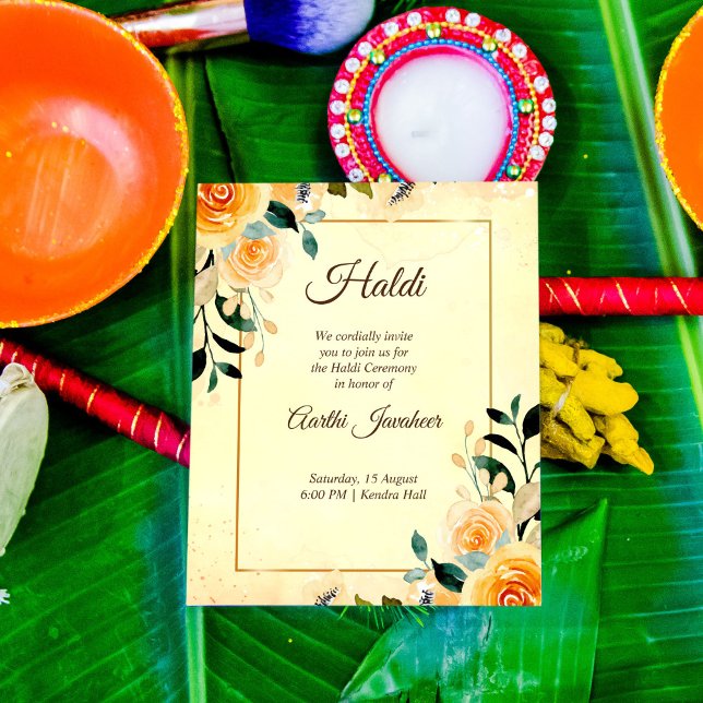 Lámina Invitación a Haldi Pithi para flores amarillas (Subido por el creador)