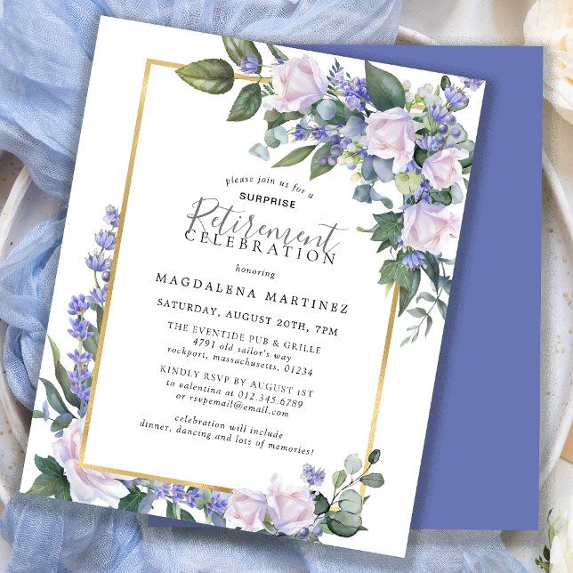 Lámina Invitación a jubilarse en blanco azul con sorpresa (Subido por el creador)