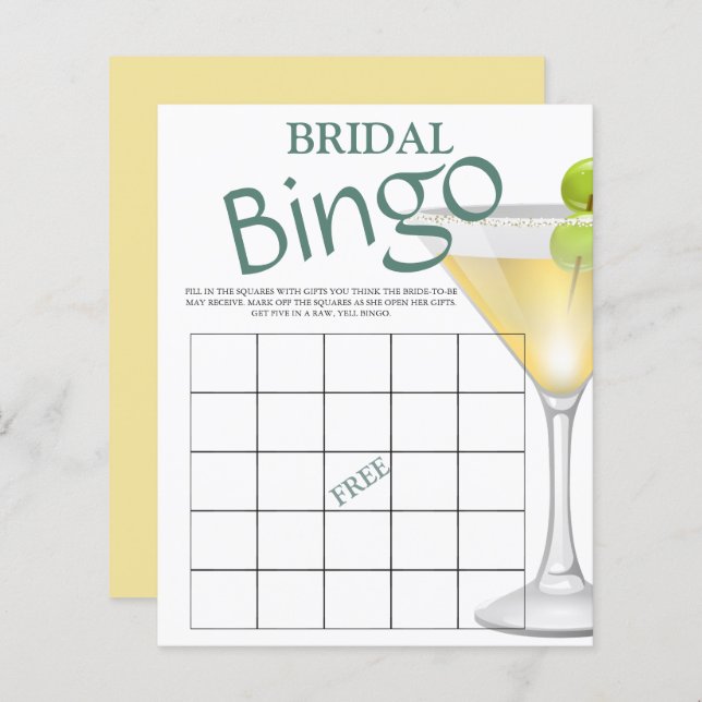Lámina Invitación a juego de novias de bingo de novia con (Anverso / Reverso)