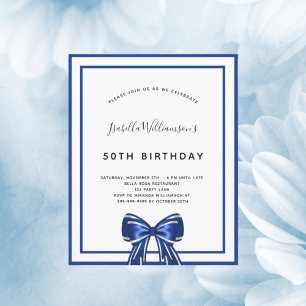 Lámina Invitación a la arco azul marino de cumpleaños pre