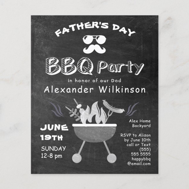 Lámina Invitación a la barbacoa del Día del Padre (Anverso)