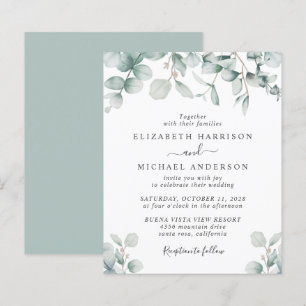 Lámina Invitación a la boda acuarela de eucalipto de pres