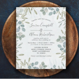 Lámina Invitación a la boda acuarela de eucalipto de pres