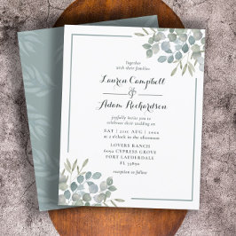 Lámina Invitación a la boda acuarela de eucalipto de pres