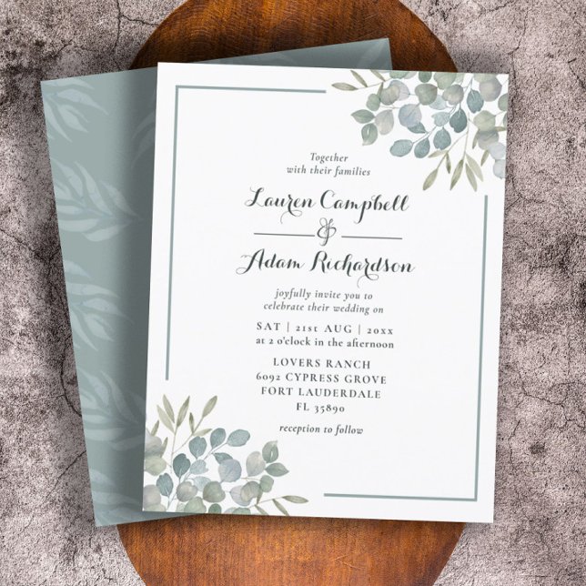 Lámina Invitación a la boda acuarela de eucalipto de pres (Subido por el creador)