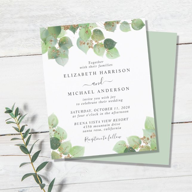 Lámina Invitación a la boda acuarela de eucalipto de pres (Subido por el creador)