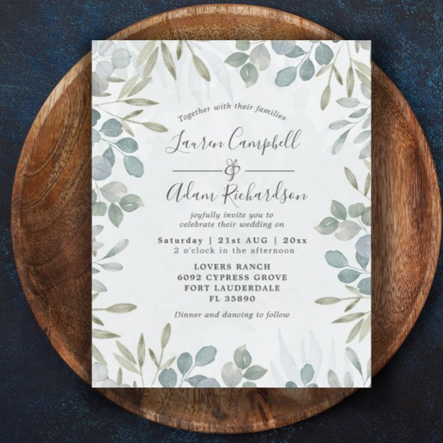 Lámina Invitación a la boda acuarela de eucalipto de pres (Subido por el creador)