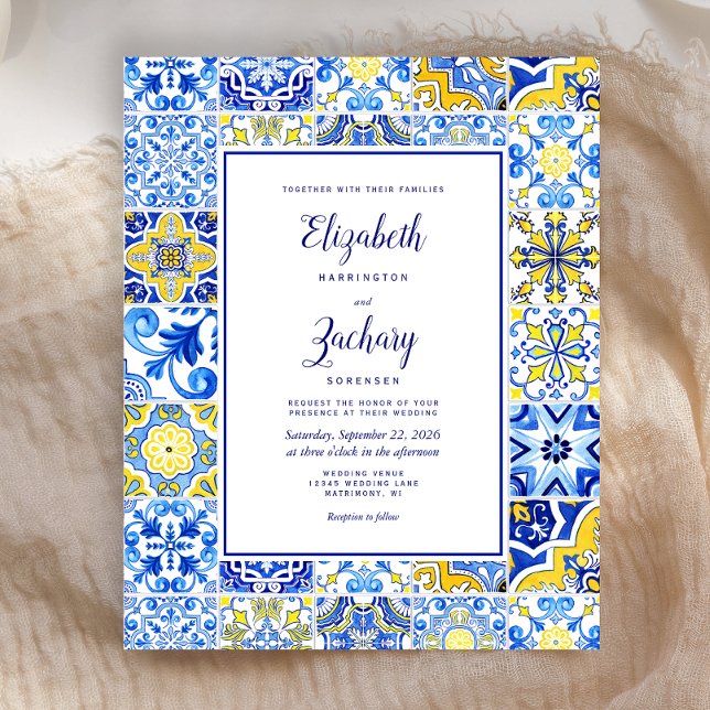 Lámina Invitación a la boda amarilla azul en mosaico port (Subido por el creador)