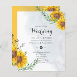 Lámina Invitación a la boda amarilla de girasol con un pr