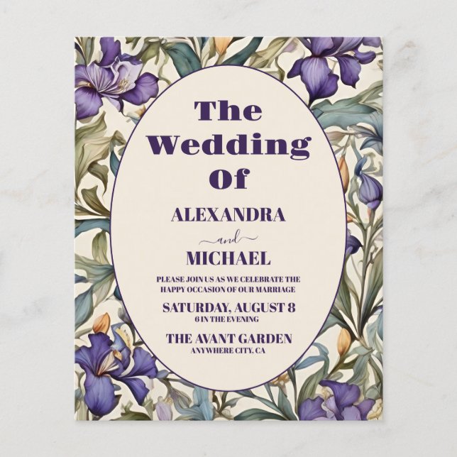 Lámina Invitación a la boda Art Nouveau de Budget Purple  (Anverso)