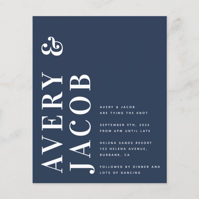 Lámina Invitación a la boda audaz y moderna del presupues (Anverso)