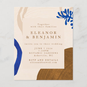 Lámina Invitación a la boda azul beige de resumen moderno