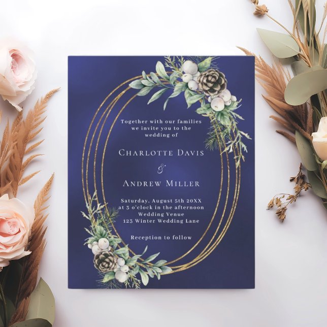 Lámina Invitación a la boda azul de cone pine verde (Subido por el creador)