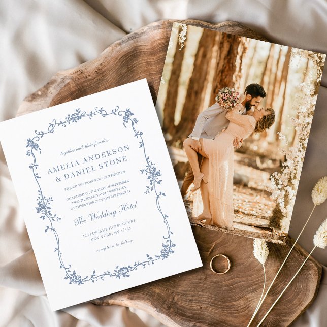 Lámina Invitación a la boda azul de foto victoriana de pr (Subido por el creador)