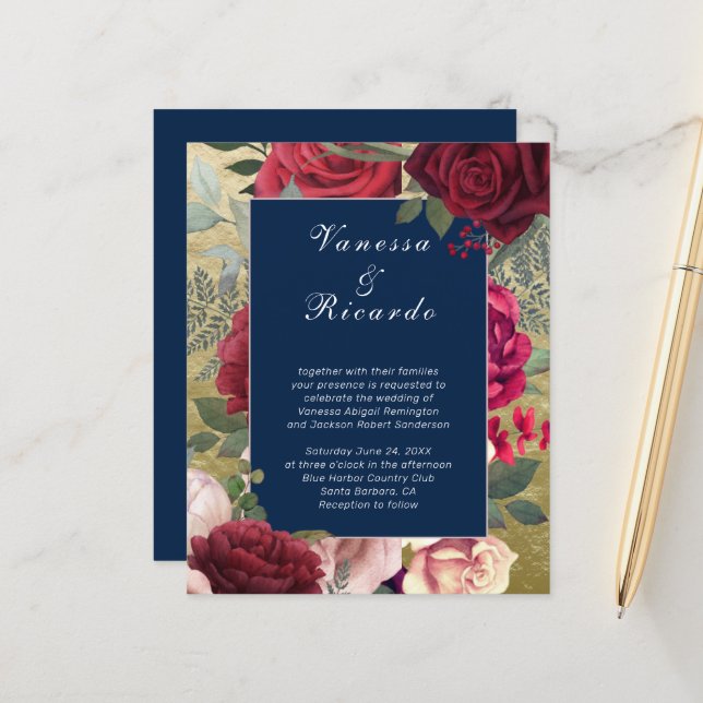 Lámina Invitación a la Boda Azul de la Marina Borgoña (Anverso/Reverso In Situ)