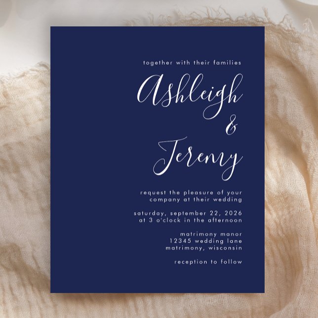 Lámina Invitación a la boda azul de la marina con escritu (Subido por el creador)