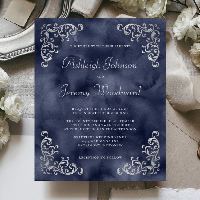 Lámina Invitación a la boda azul de la Marina de Plata Pr (Subido por el creador)