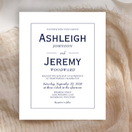 Lámina Invitación a la Boda Azul de la Marina Minimalista