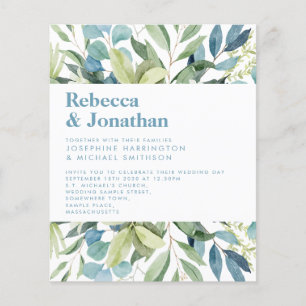 Lámina Invitación a la boda azul de la vegetación del pre