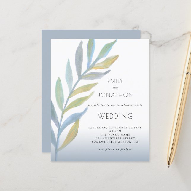 Lámina Invitación a la Boda Azul de Vidrio Marítimo de Fo (Anverso/Reverso In Situ)