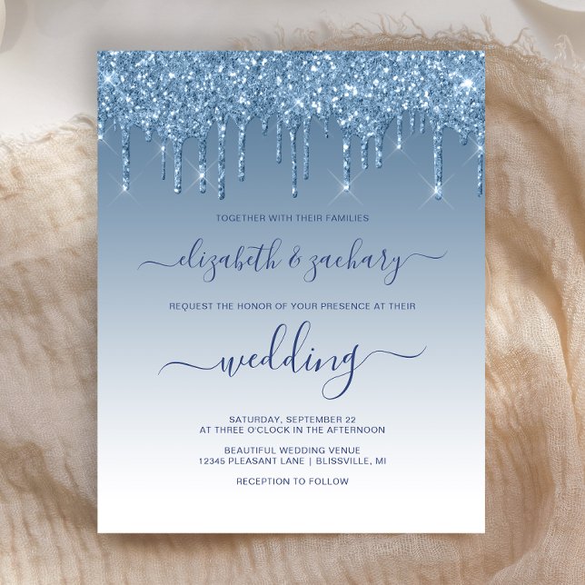 Lámina Invitación a la boda azul del Purpurina de goteo d (Subido por el creador)