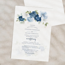 Invitación a la Boda Azul Dusty Botánico Floral Pr