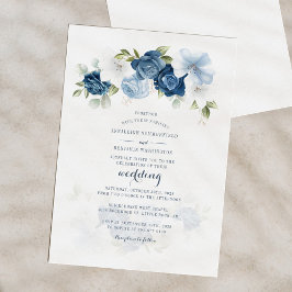 Lámina Invitación a la Boda Azul Dusty Botánico Floral Pr