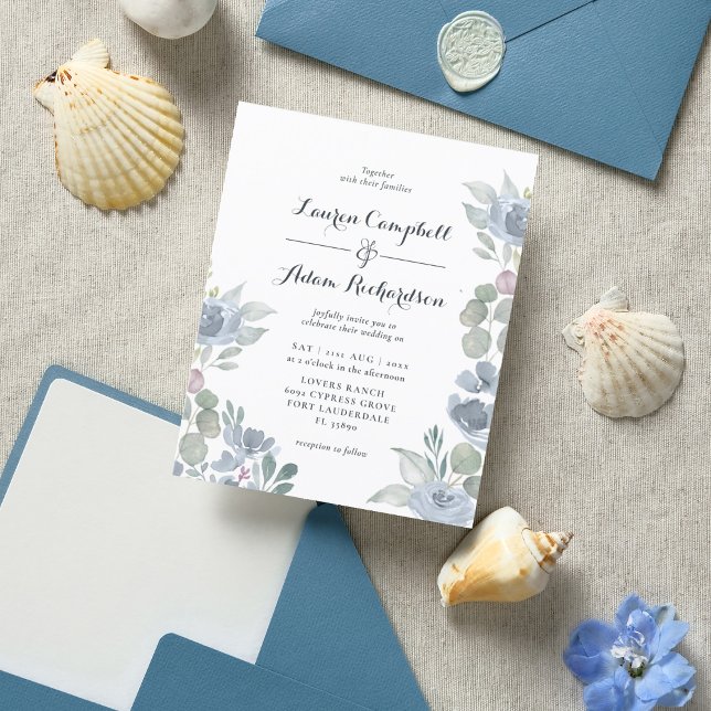 Lámina Invitación a la Boda Azul Dusty de Eucalyptus Pres (Subido por el creador)