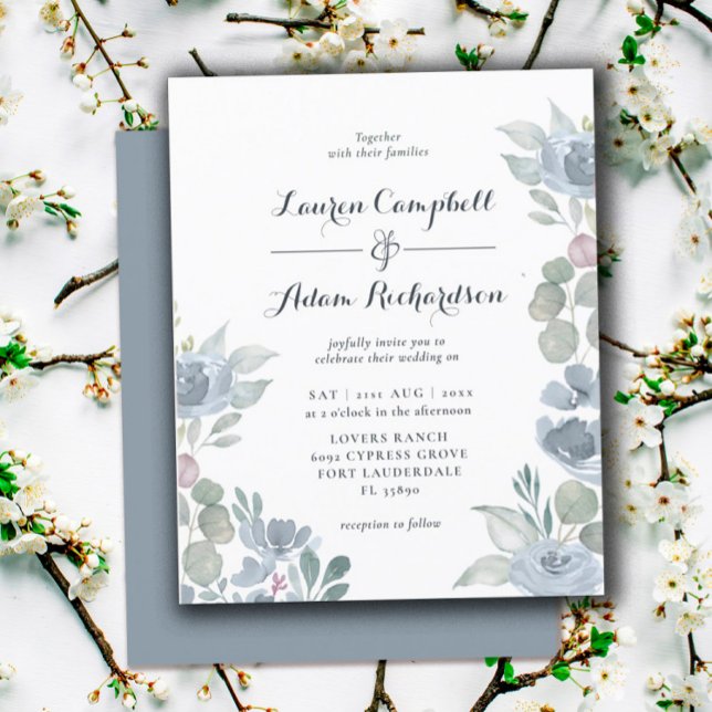 Lámina Invitación a la Boda Azul Dusty de Eucalyptus Pres (Subido por el creador)