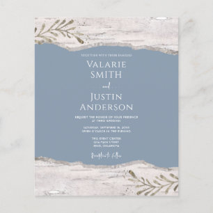 Lámina Invitación a la Boda Azul Dusty de Madera Birch