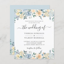 Invitación a la Boda Azul Dusty de Pastel Presupue