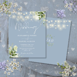 Lámina Invitación a la Boda Azul Dusty Floral Lights Pres