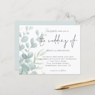 Lámina Invitación a la Boda Azul en Polvo de Eucalipto Pr