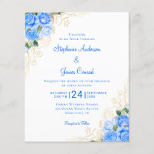 Invitación a la Boda Azul Floral de Agua Presupues
