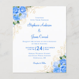 Lámina Invitación a la Boda Azul Floral de Agua Presupues