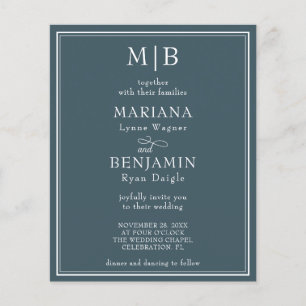 Lámina Invitación a la Boda Azul Minimalista Moderna de P