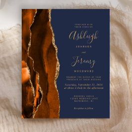 Lámina Invitación a la Boda Azul Naranja Quemado de Agate