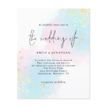 Invitación a la boda azul rosa color de agua de pr