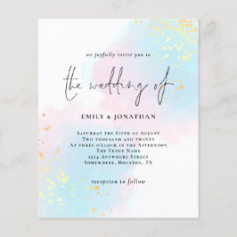 Lámina Invitación a la boda azul rosa color de agua de pr