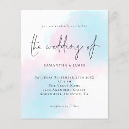 Lámina Invitación a la boda azul rosa color de agua de pr