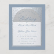 Invitación a la boda azul turbia del arco de plata
