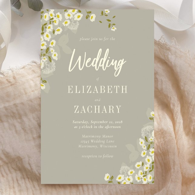 Lámina Invitación a la boda beige de crema floral de pres (Subido por el creador)